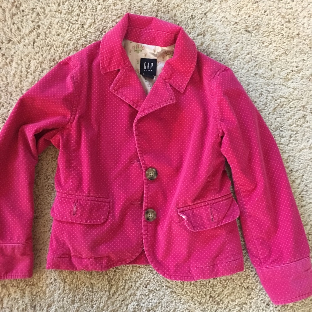 Adorable pink polka dot corduroy jacket from Gap.